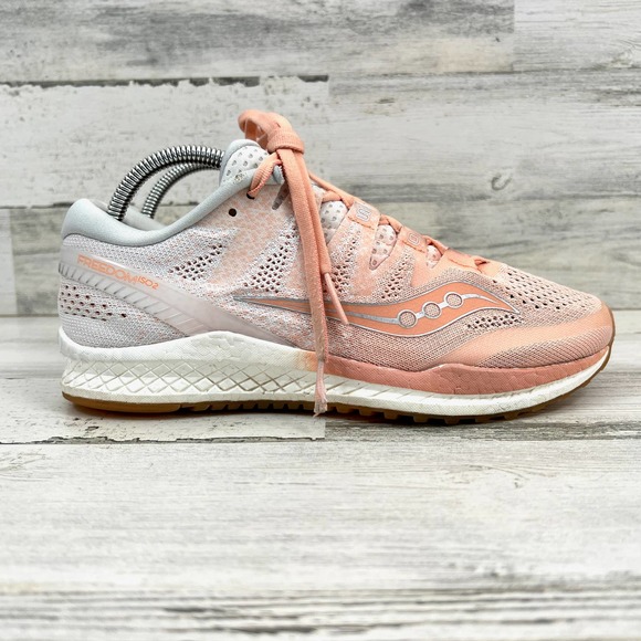 Saucony Shoes - Saucony Freedom ISO 2 Sneaker Running Performance Lace Up White Peach Sz 9.